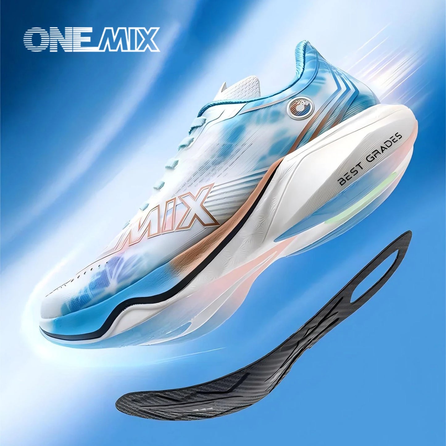 ONEMIX New Nylon Carbon Board Marathon Running Racing Shoes Shock-relief Professional Stable Support Ultra-light Rebound Sneaker