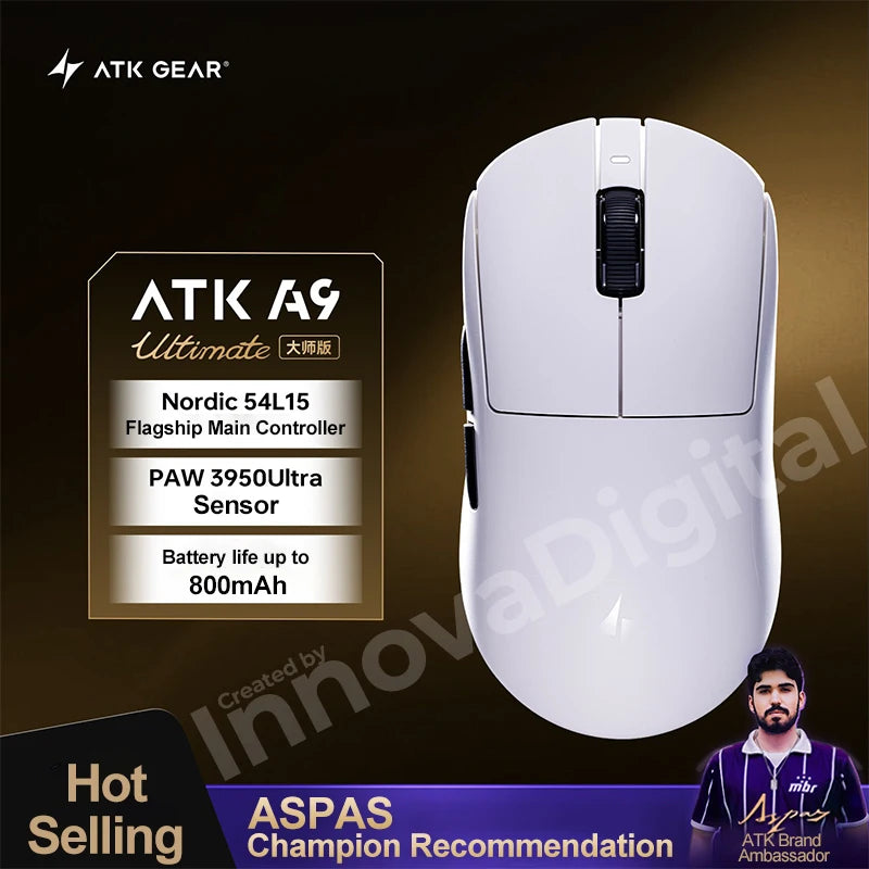ATK Dragonfly A9 Ultimate bezdrátová herní myš A9 Air PAW3950 ultralehká ergonomická e-sportovní myš pro hráče FPS CSGO A9 Ultra