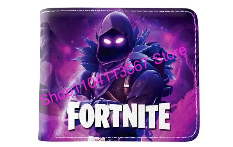 Carteira Fortnite com Figuras de Anime Victory Royale em Couro PU, Porta-Moedas, Clutch de Dinheiro com Alça de Pulso e Porta-Cartões