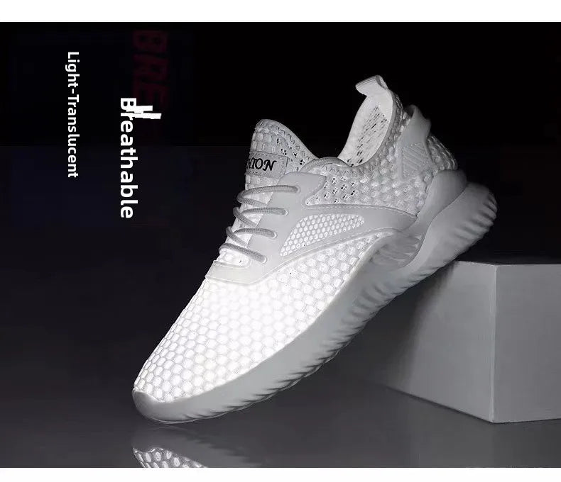 Breathable Mesh Running Shoes Men's Low Cut Slip-On Sports Sneakers Flat Heel Lightweight Comfortable Unisex Trainers