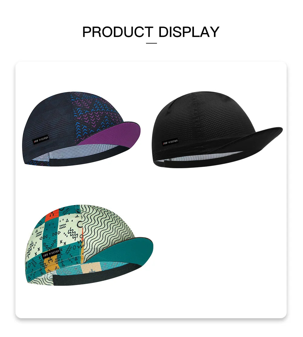 HISERWA Men Women Cycling Cap Sun Protection Summer Breathable Sports Quick Dry Bicycle Cycling Hat Bike Headwear Gorra Ciclismo