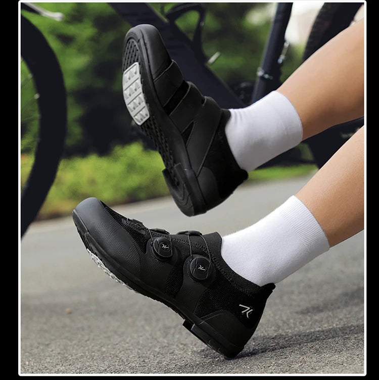 Cycling shoes road bike unisex, HsYixin breathable SPD self-locking non-slip racing road bike shoes flat MTB bicycle sneakers
