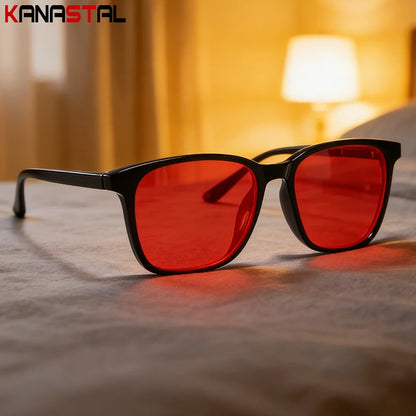 Men Sleep Blue Light Blocking Glasses Women Anti Radiation Computer Eyewear UV500 PC Red Lenses TR90 Square Eyeglasses Frames