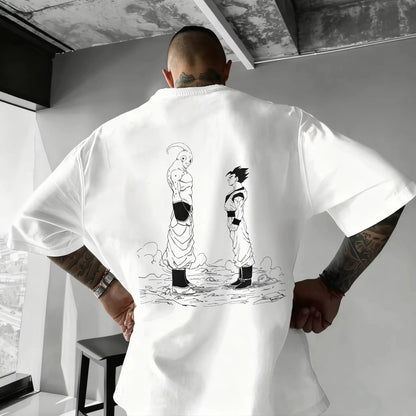 Summer 2026 Dragon Ball oversized T-shirt with power cord, Little Goku, artistic print, neutral casual Y2K