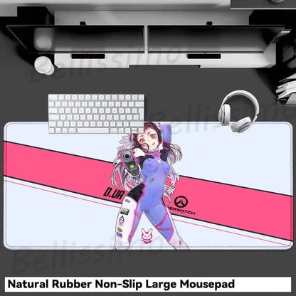 Acessórios Gaming O-Overwatch D-D.va Tapete de Rato Grande para Teclado e Rato, Deskmat XXL Estendido para PC, Tapete Gamer