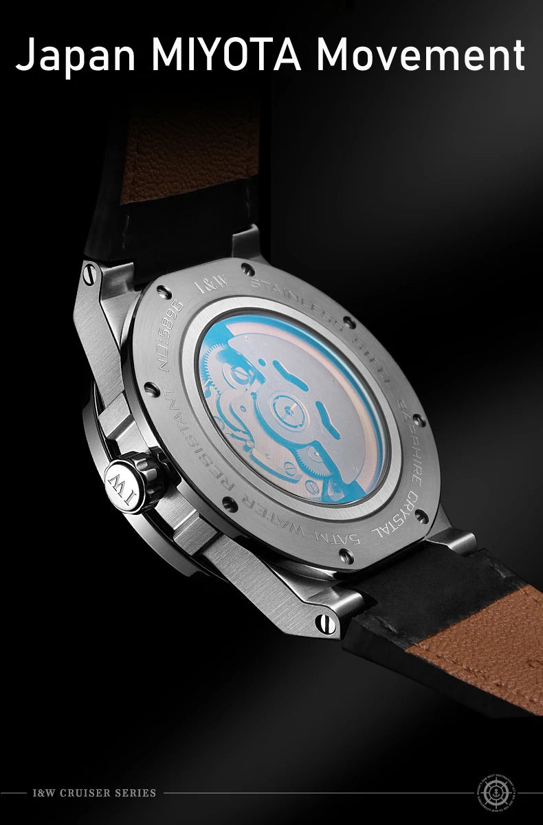 IW New Fashion Date Men Watch MIYOTA Automatic Movement Luminous Top Brand Luxury Sports Mechanical Watch Relogio Masculino