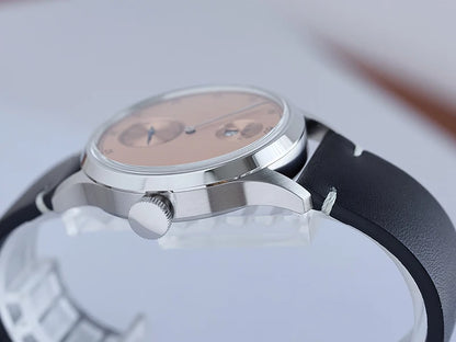 Milifortic Jumping Hour Auto R077 Vintage Small Seconds ST17 Movement Jump Hour Salmon Dial Men Watches