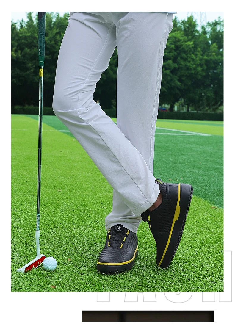 Couple Golf Shoes  Men's White Waterproof  Rotating buckle Fitness Spikeless Non slip Golf Golfer Training Golf Sneakers Women