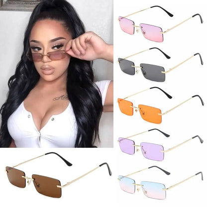 Fashion Rimless Rectangle Sunglasses Women Luxury Design Sun Glasses Ladies Retro Gradient Eyewear Summer UV400 Sun Shades