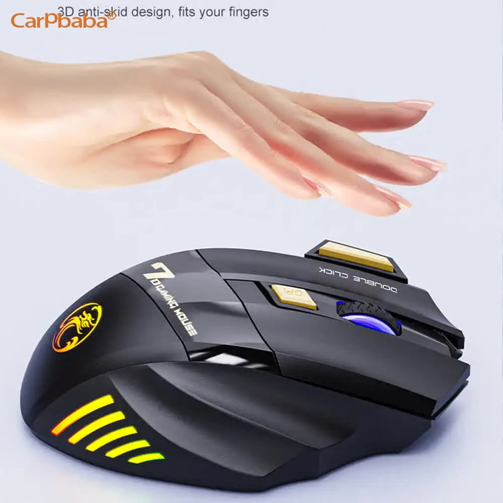 Rato Sem Fios Bluetooth Recarregável para Computador, Rato Gamer Ergonómico com Retroiluminação RGB, Silencioso, para PC