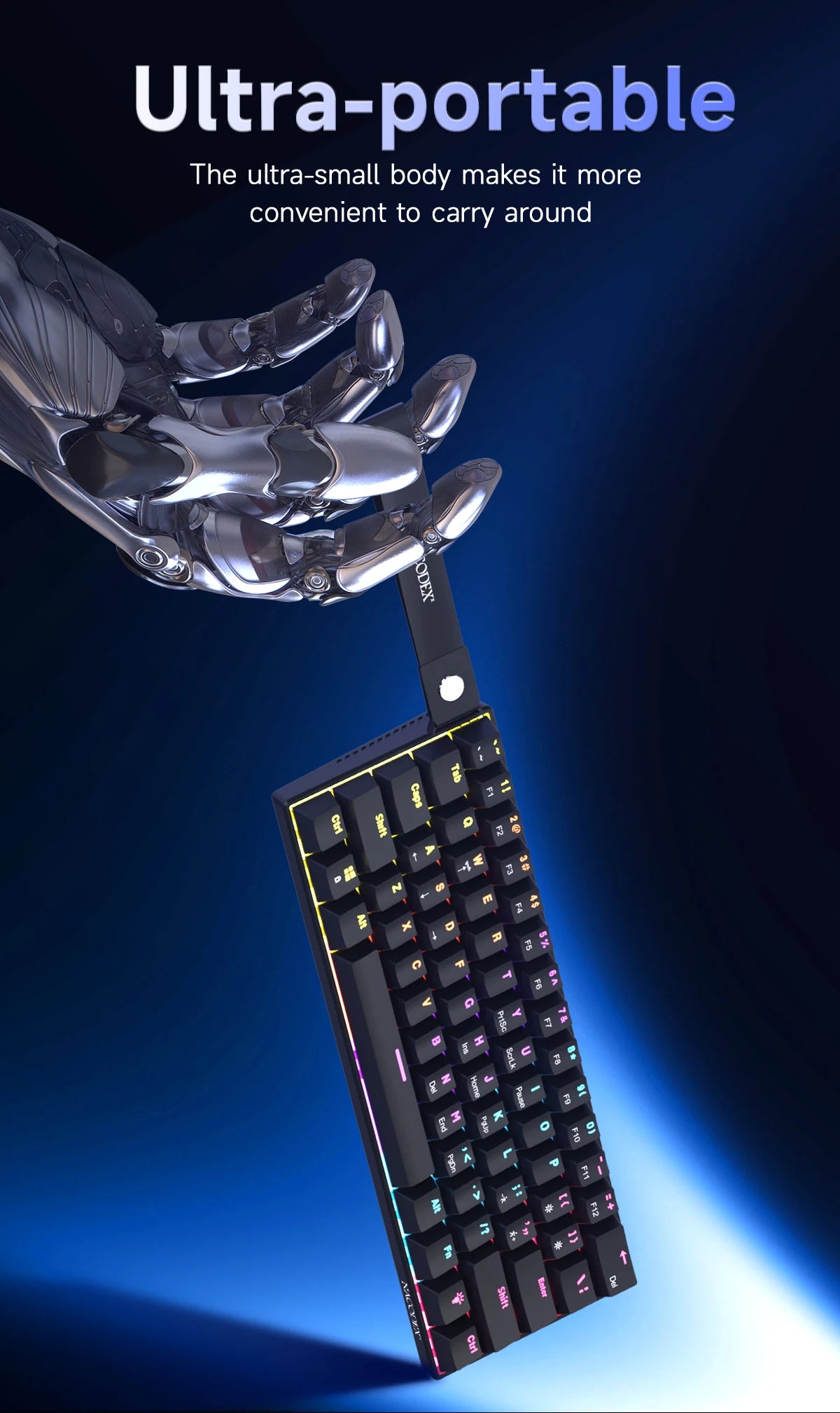 Ajazz NK61 Wired Mechanical Gaming Keyboard with full-key hot-swappable switches RGB lighting effects 61 keys red switches