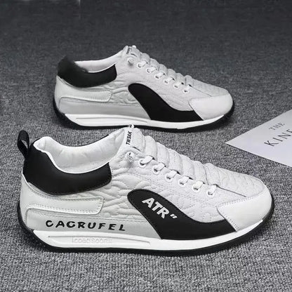 Men's Casual Sports Shoes Breathable Comfortable Flat Heel Low Cut Lace up Leather Upgraded Version of the Classic AGAM Shoe