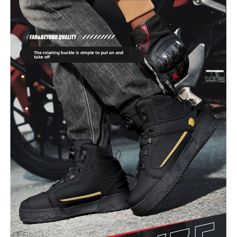Motorcycle Boots Men Biker Shoes Moto Sneaker Microfiber Leather Adventure Motocross Shoes Anti-slip Motorcycle Equipment