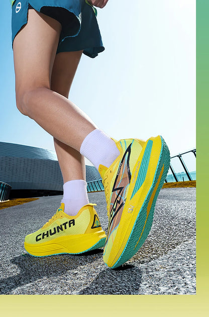Men Running Shoes Carbon Board Specialty Marathon Sports Breathable Lightweight Women's Comfortable Nonskid Chunta Sneakers