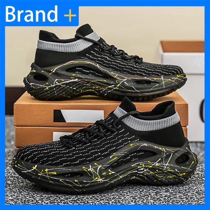 Men Sports Shoes Soft Light Mesh Thick Sole Anti Slip Tennis Shoes Spring New Fashion Lace Up Outdoor Fitness Running Shoes
