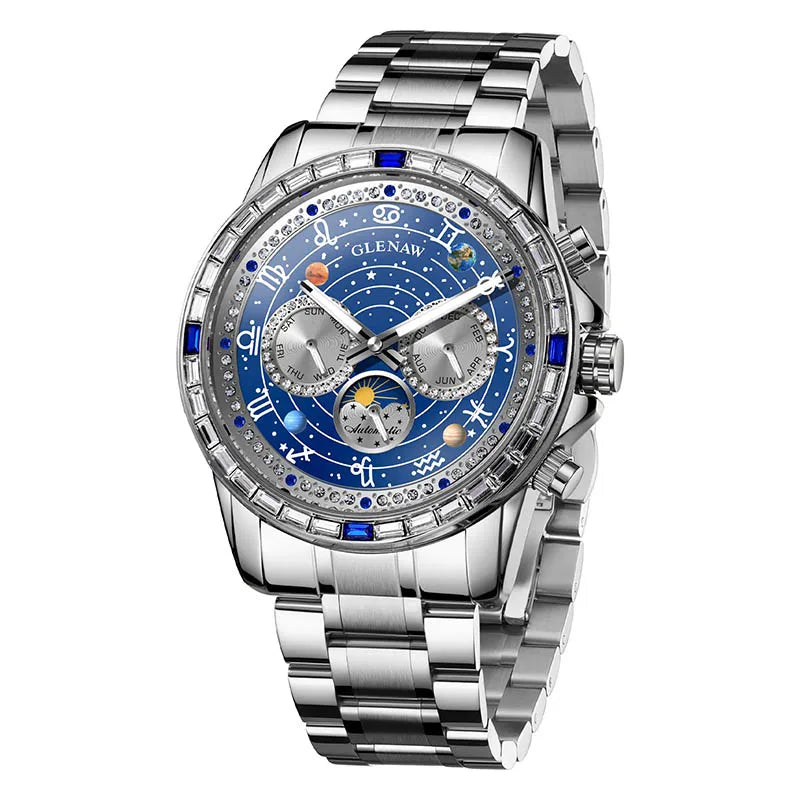 Glenaw high-end business fully automatic mechanical multifunctional men's watch fashionable waterproof luminous watch