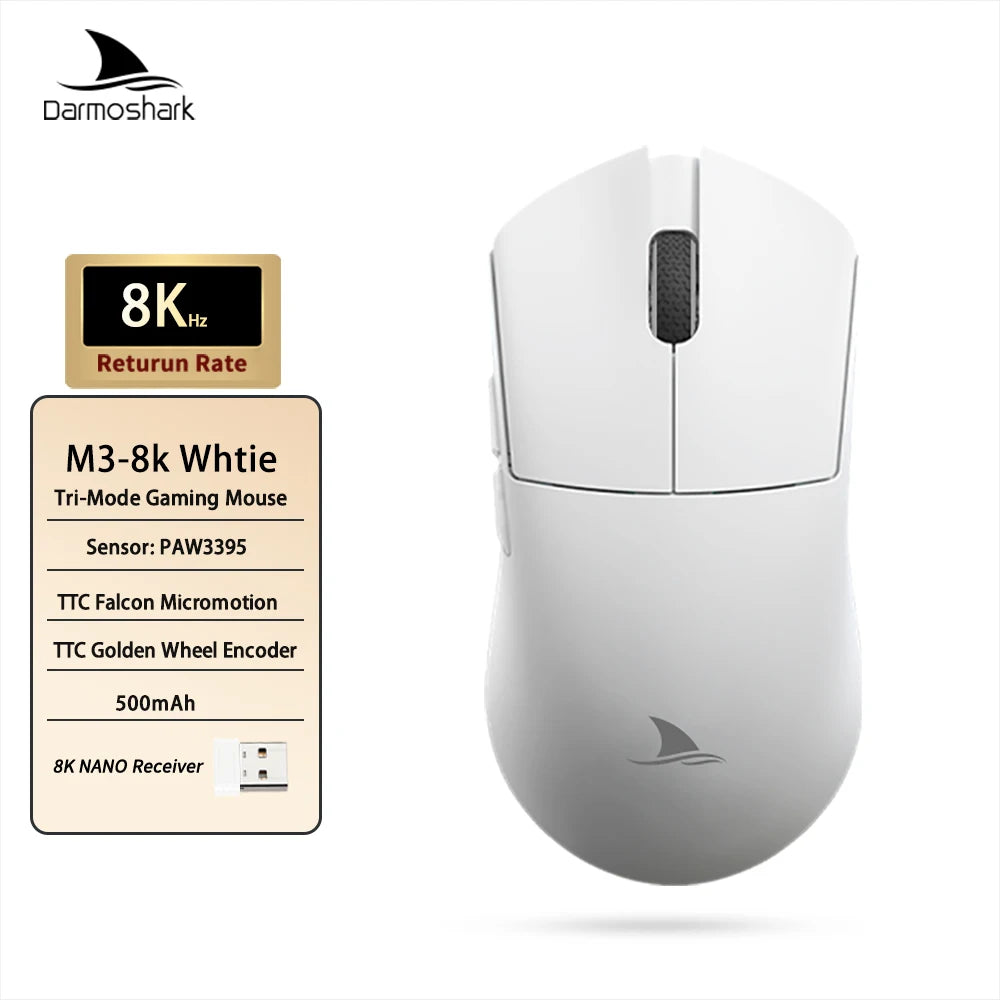 Darmoshark M3 V2 Gaming Mouse Wireless Tri-Mode 8K, PAW3395 Sensor, 26K DPI Ultra-Light Gaming Mouse for PC & Laptop