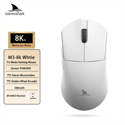 Darmoshark M3 V2 Gaming Mouse Wireless Tri-Mode 8K, PAW3395 Sensor, 26K DPI Ultra-Light Gaming Mouse for PC & Laptop