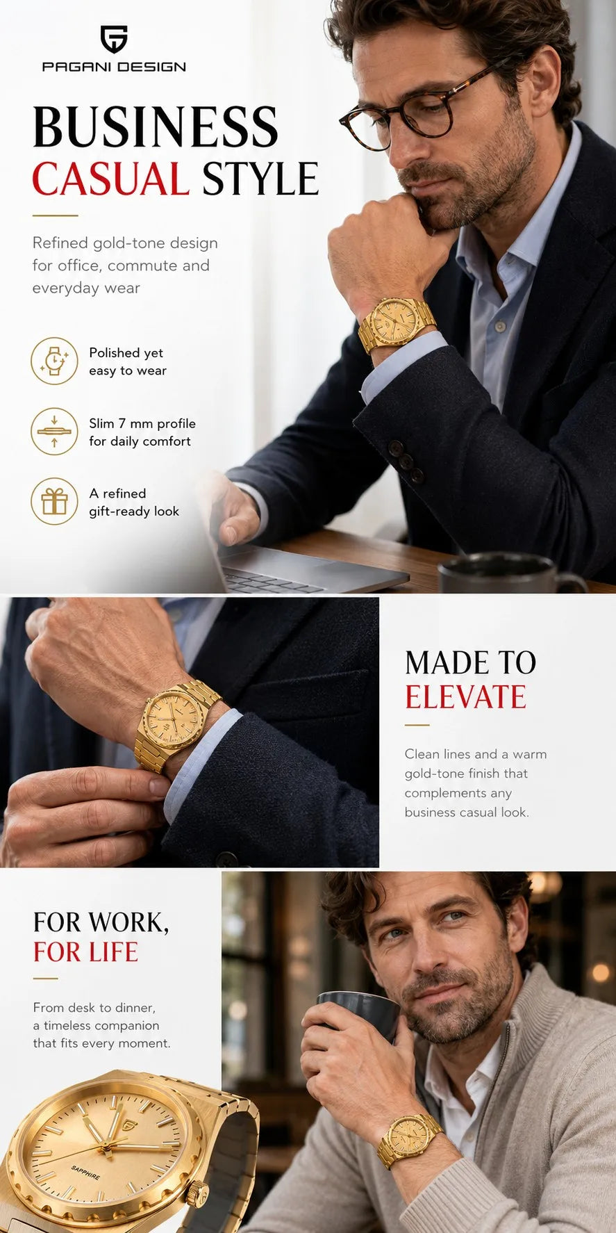 PAGANI DESIGN 2026 New 7mm Fashion Men's V2 Quartz Watch 10Bar Waterproof Stainless Steel Sapphire C3 reloj hombre Watches male