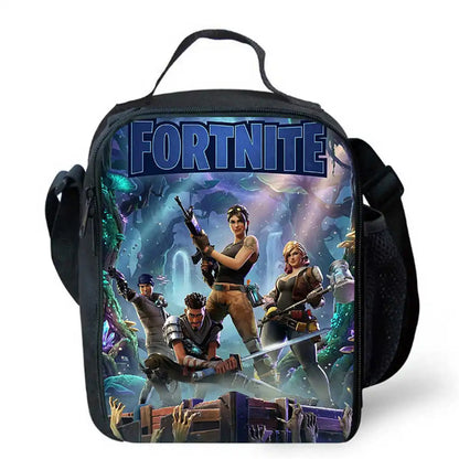 Children's Cartoon Fortnite Picnic Bag For Boys and Girls Age 5-10，Kids Insulated Cooler Lunch Bags Cute Portable Lightweight