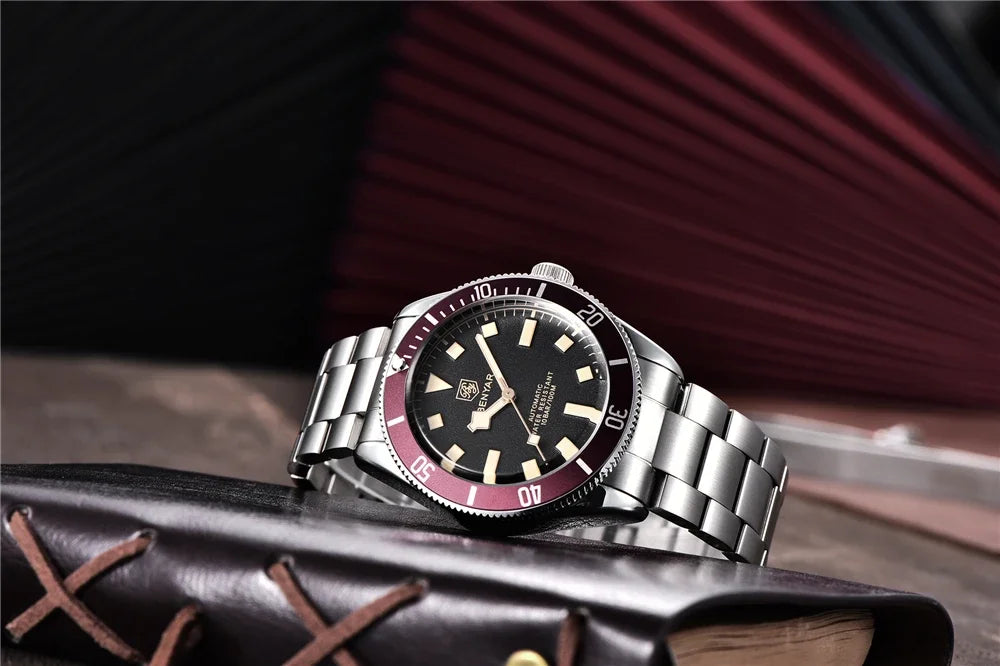 2026 New Mens Watches BENYAR Retro Red Mechanical Automatic luxury watch for men Waterproof Luminous Stainless steel wristwatch