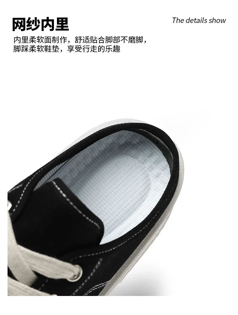 Summer Canvas Sneakers Men Half Shoes Comfortable Breathable Slip-on Shoes Man Mules Street Style Platform Men's Casual Sneakers