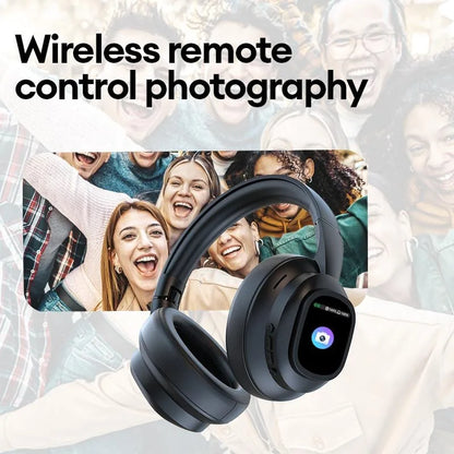 Auscultadores Bluetooth sem fios com ecrã tátil LCD AI – Headset gaming com cancelamento de ruído ANC, graves profundos e microfone HD