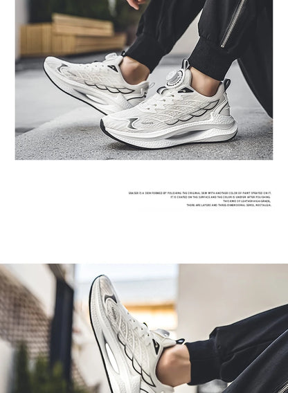 Letnie, oddychające, codzienne buty sportowe dla mężczyzn, nowe, modne i wszechstronne buty do biegania z oddychającą siateczką i obrotową klamrą, odpowiednie do uprawiania sportów na świeżym powietrzu i do codziennego noszenia