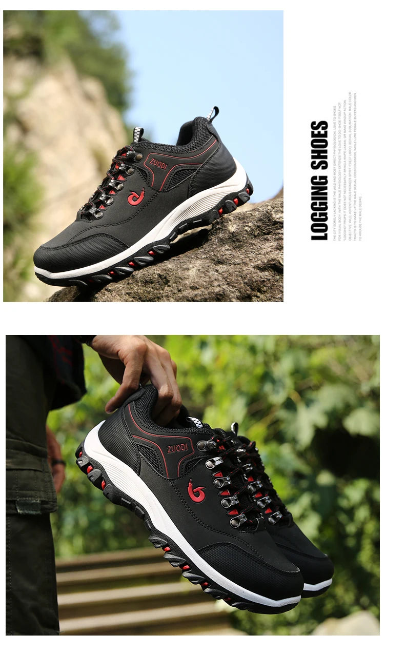 Autumn And Winter Models, Men's Waterproof Hiking Shoes, Outdoor PU Leather Sports Shoes, Wear-Resistant,  Walking, Tactical