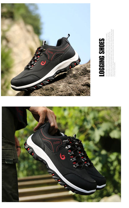 Autumn And Winter Models, Men's Waterproof Hiking Shoes, Outdoor PU Leather Sports Shoes, Wear-Resistant,  Walking, Tactical