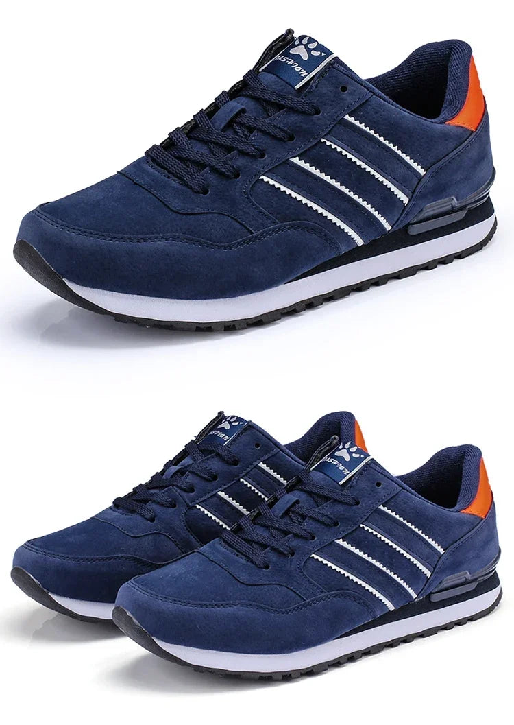 Sapatilhas de Homem 2025 Novas de Alta Qualidade em Pele, Sapatos Casuais Respiráveis de Outono, Sapatos Rasos Casuais Masculinos