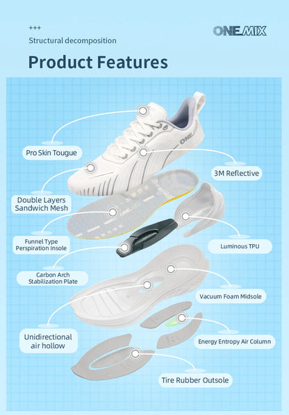 ONEMIX New Top Cushioning Running Shoes for Man Athletic Training Sport Shoes Outdoor Non-slip Wear-resistant Sneakers for Men