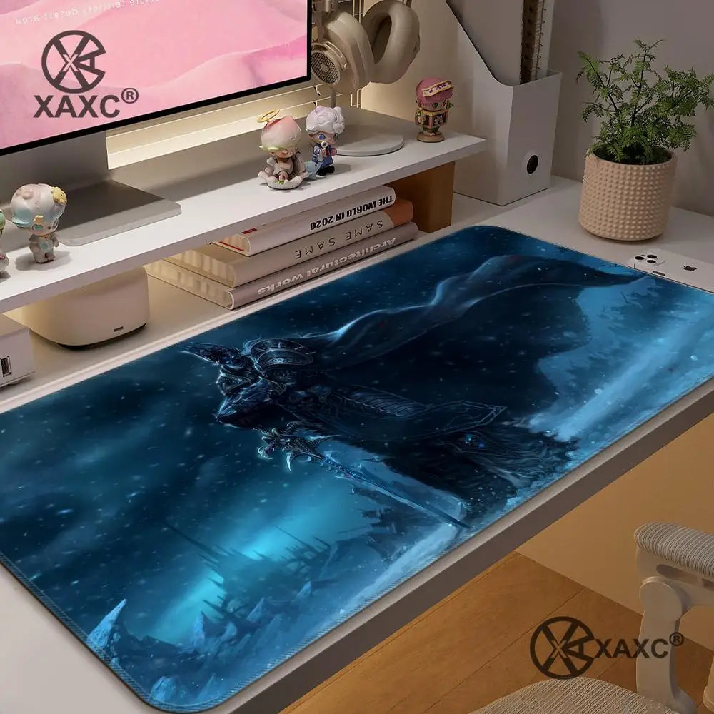 Lich King World Of Warcraft XAXC podloga za miša, velika podloga za tipkovnicu i miš za radni stol, neklizajuća gumena gaming podloga za miša, podloga za miš za prijenosno računalo