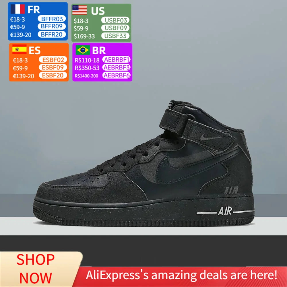 Nike Air Force 1 Mid Top Unisex klassieke sneakers, gedempt comfort en duurzaam ontwerp voor casual streetwear DQ7666-001