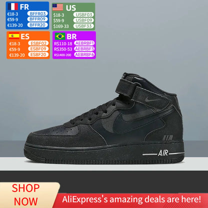Nike Air Force 1 Mid Top Unisex klassieke sneakers, gedempt comfort en duurzaam ontwerp voor casual streetwear DQ7666-001