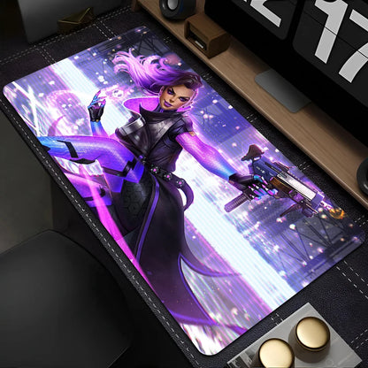 Tapete de Rato PC Overwatch Sombra Sexy Roxo Kawaii Menina Anime para Portátil e Teclado, Acessório Gaming para Secretária Gamer