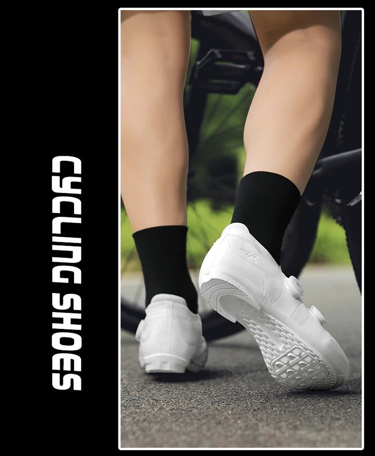Cycling shoes road bike unisex, HsYixin breathable SPD self-locking non-slip racing road bike shoes flat MTB bicycle sneakers