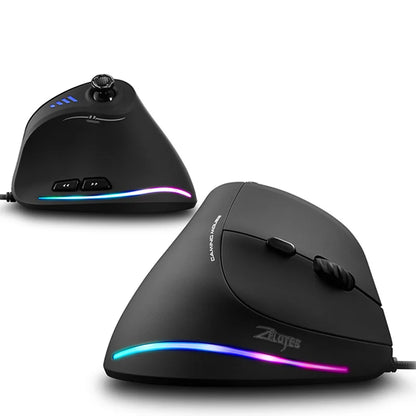 Rato Vertical ZELOTES C-18, rato ótico com 11 teclas, RGB, joysticks e laser programáveis, para PC e computador gaming