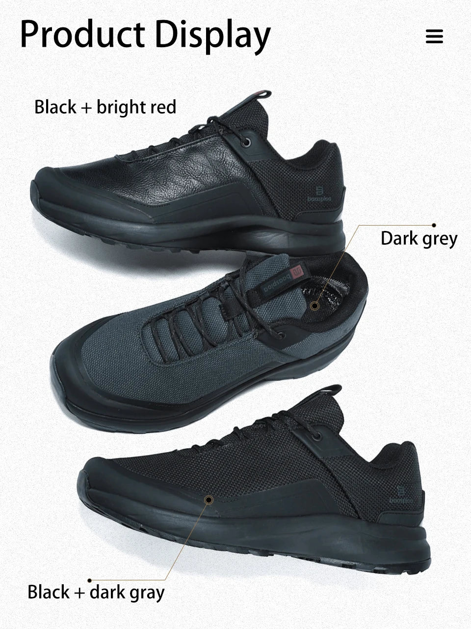 Baasploa Hiking Shoes Men Outdoor Waterproof Camping Resistant Non Slip Sneakers Male Casual Lightweight Lace-Up Walking Shoes