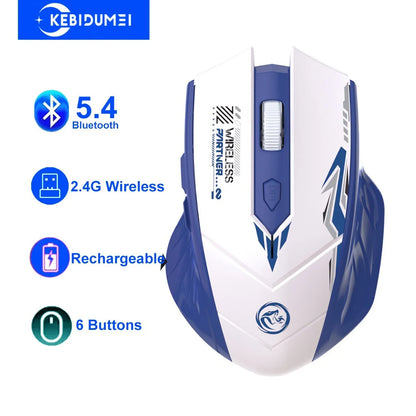 Dual-Mode Bluetooth 5.4 Wireless Mouse, Rechargeable 2.4G Wireless Mouse with 6 Buttons, Adjustable DPI Ergonomic Mouse for PC, Laptop & MacBook