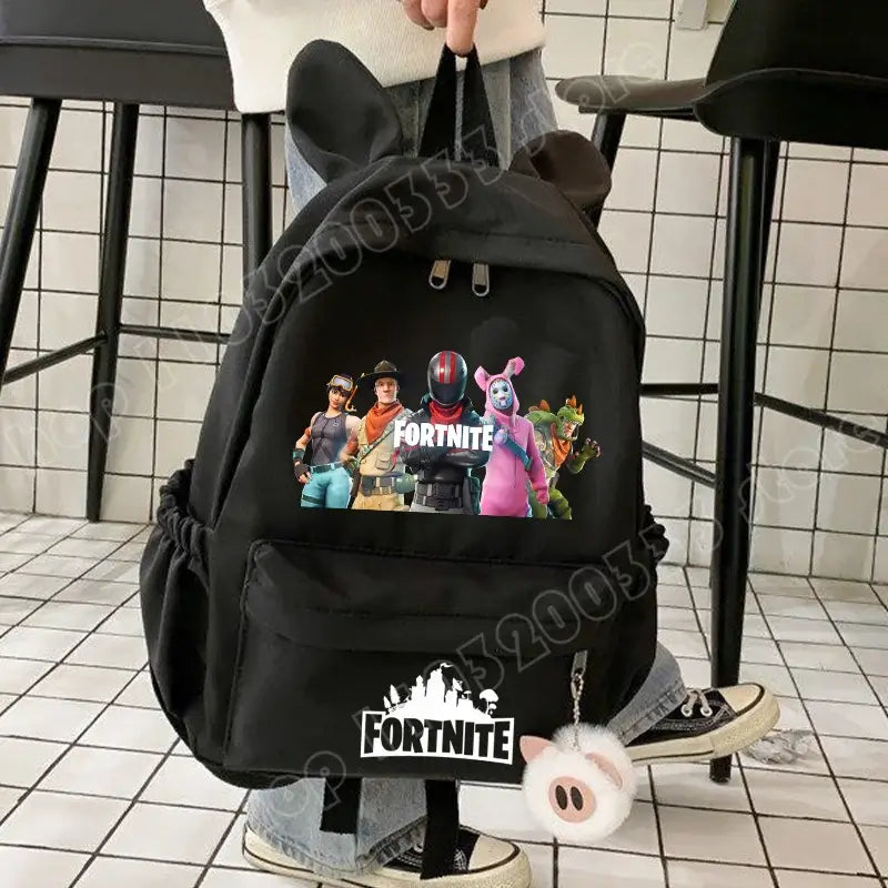 New Fortnite Cartoon Backpack Boy Girl Casual Schoolbag Large Capacity Student Bag Rabbit Ears Travel Backpack Stationery Gift