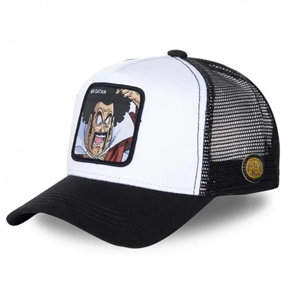 Dragon Ball Buu Goku Cap Ljetna muška kapa s ravnim vrhom i šiljastim obodom, s vezenim uzorkom, hip-hop stil, sunčana vizira, podesiva trucker mrežasta kapa