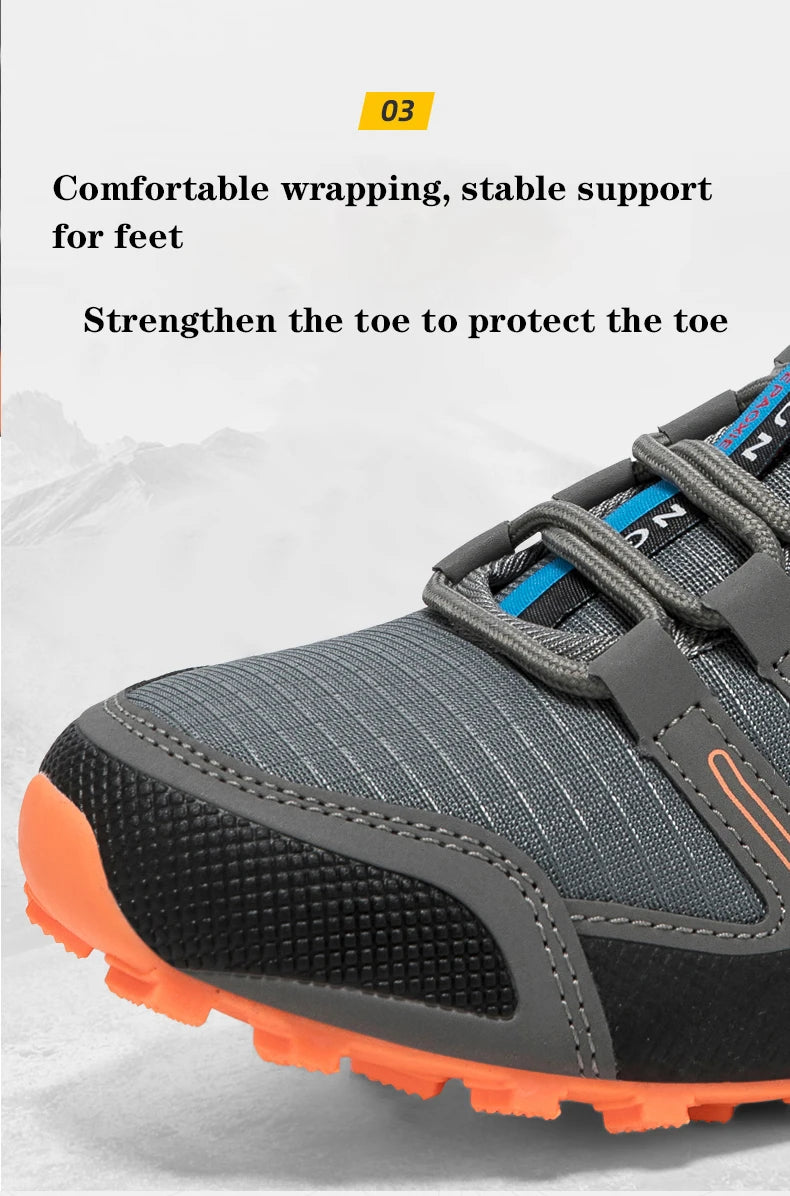 Men's Waterproof Hiking Shoes Outdoor Breathable Travel Walking Shoes Tactical Training Shoes Comfortable Lockless Cycling Shoes