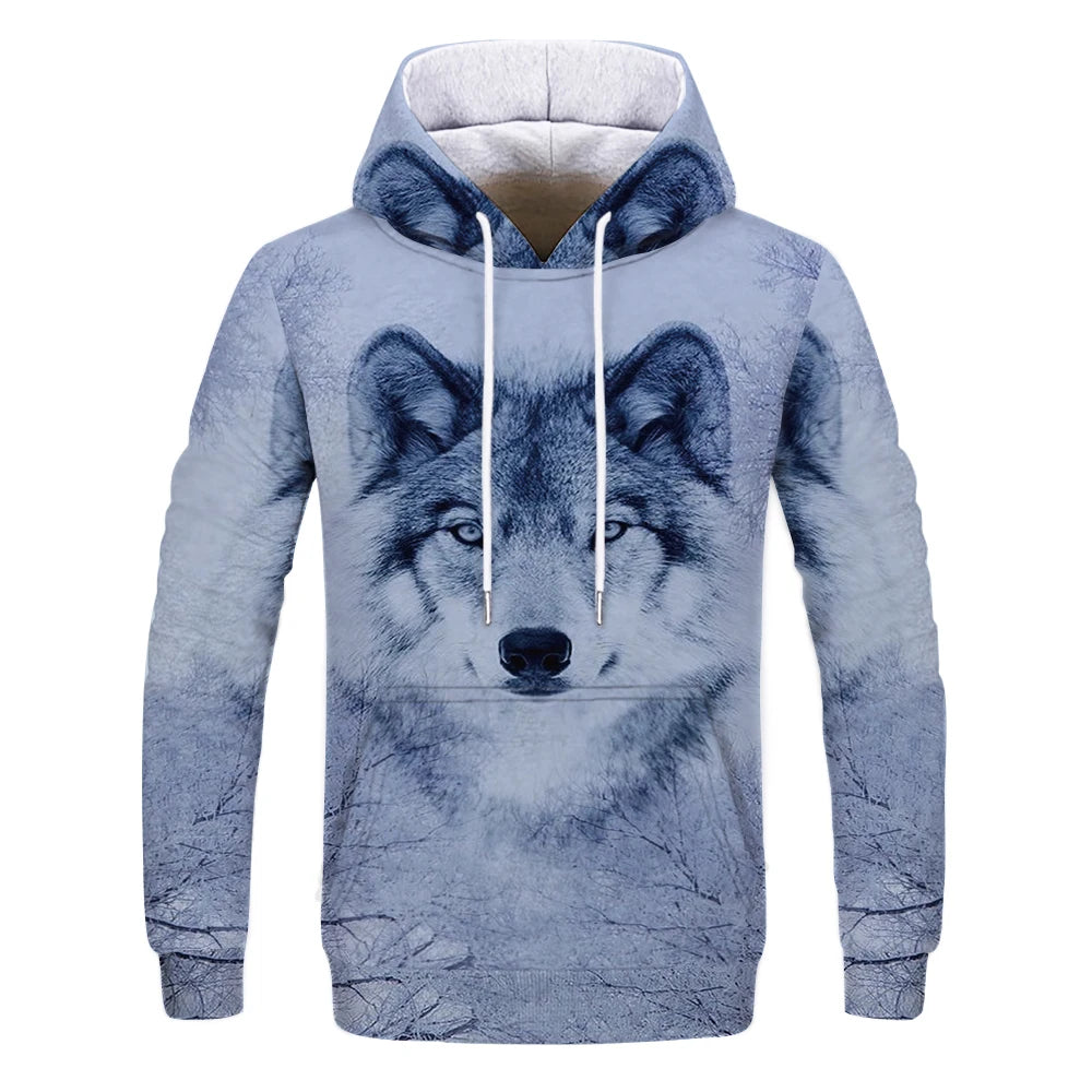 New Fashion Animal 3D Printed Hoodie Men and Women Personalized Design Sweatshirt Snow Double Wolf Harajuku Oversized Hoodie