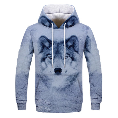 New Fashion Animal 3D Printed Hoodie Men and Women Personalized Design Sweatshirt Snow Double Wolf Harajuku Oversized Hoodie
