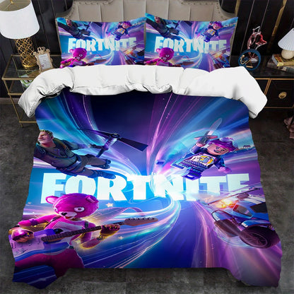 Conjunto de capa de edredão Battle Game F-Fortnite, lavagem suave, 3 peças, cama de verão confortável, dormitório de estudante, casa, roupa de cama para bebé, mais vendido