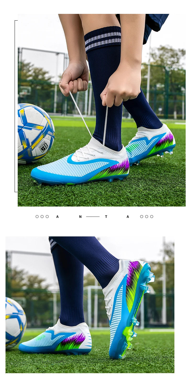 New Men Football Boots Cleats Shoes Soccer Long Spikes FG Ultralight Training Soccer Shoes Non-Slip Outdoor Match Drop Shipping