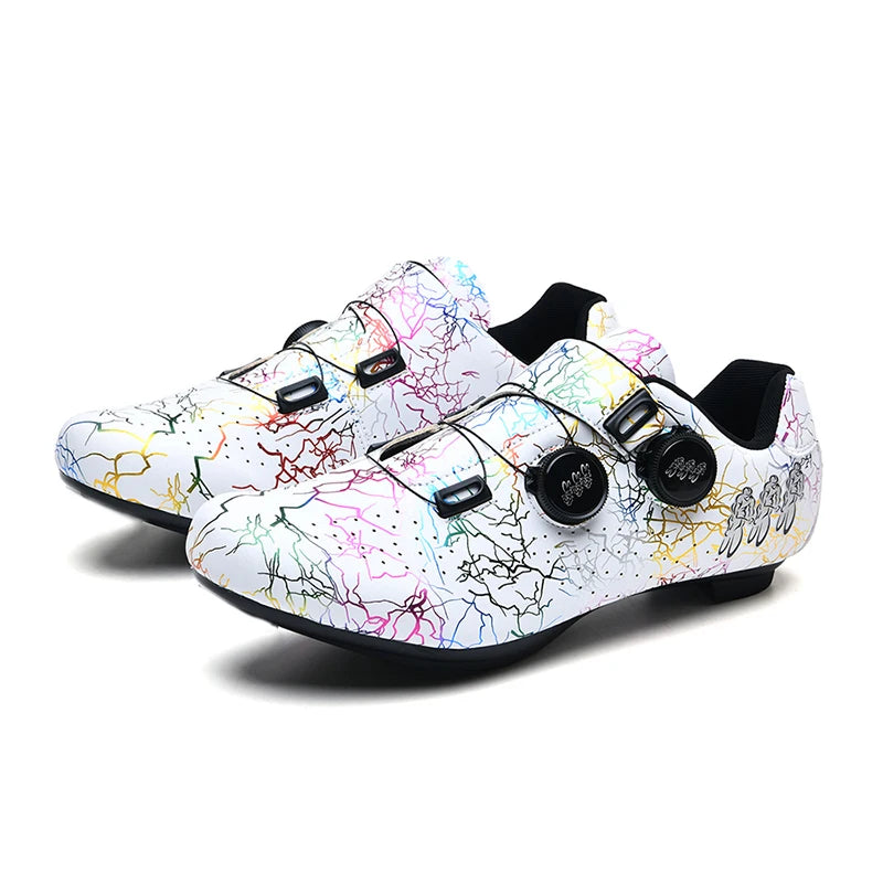 New Women Cycling Sports Shoes Rubber Non-Slip MTB Shoes Men PU Leather Breathable Outdoor Racing Pedal Bicycle Boots Unisex