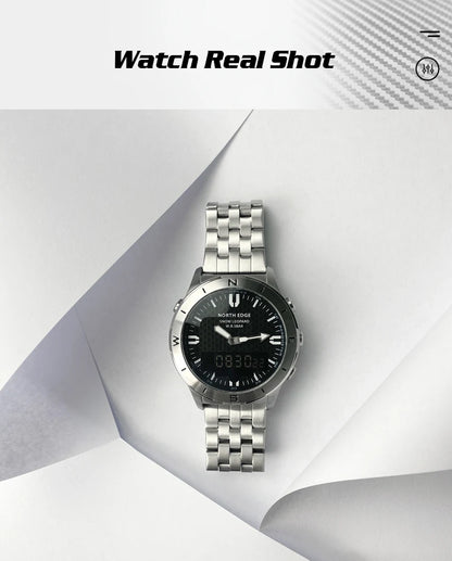 Relógio digital desportivo NORTH EDGE para homem, relógio de luxo empresarial para homem, impermeável 50M, altímetro, barómetro, bússola e mostrador luminoso