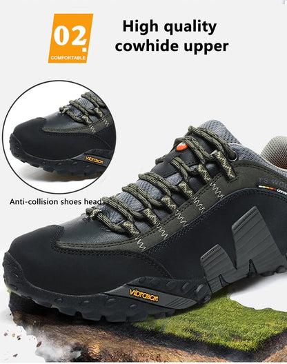 Buty górskie męskie z prawdziwej skóry, sportowe, antypoślizgowe, do wspinaczki i wędrówek, oddychające buty turystyczne
